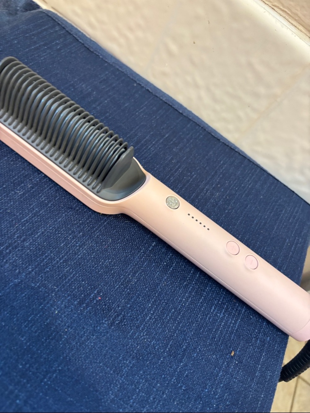 Pink Electric Heated Hair Straightening Brush — Smooth & Detangle